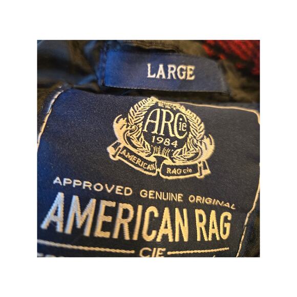 American Rag Red Black Plaid Quilted Shirt Faux Suede Elbow Patches Snap Large - Picture 6 of 9